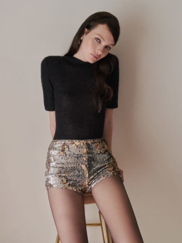 Elsa Knit Short - Silver Sequin